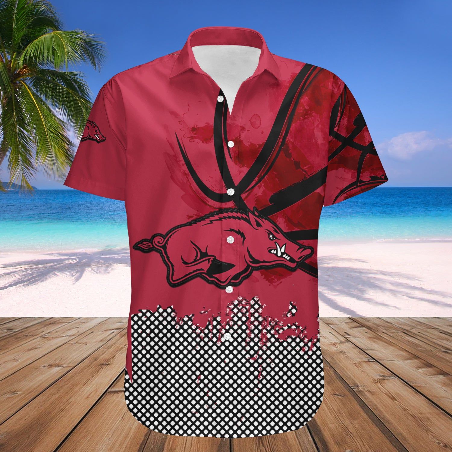 Arkansas Razorbacks Hawaii Shirt Basketball Net Grunge Pattern – NCAA