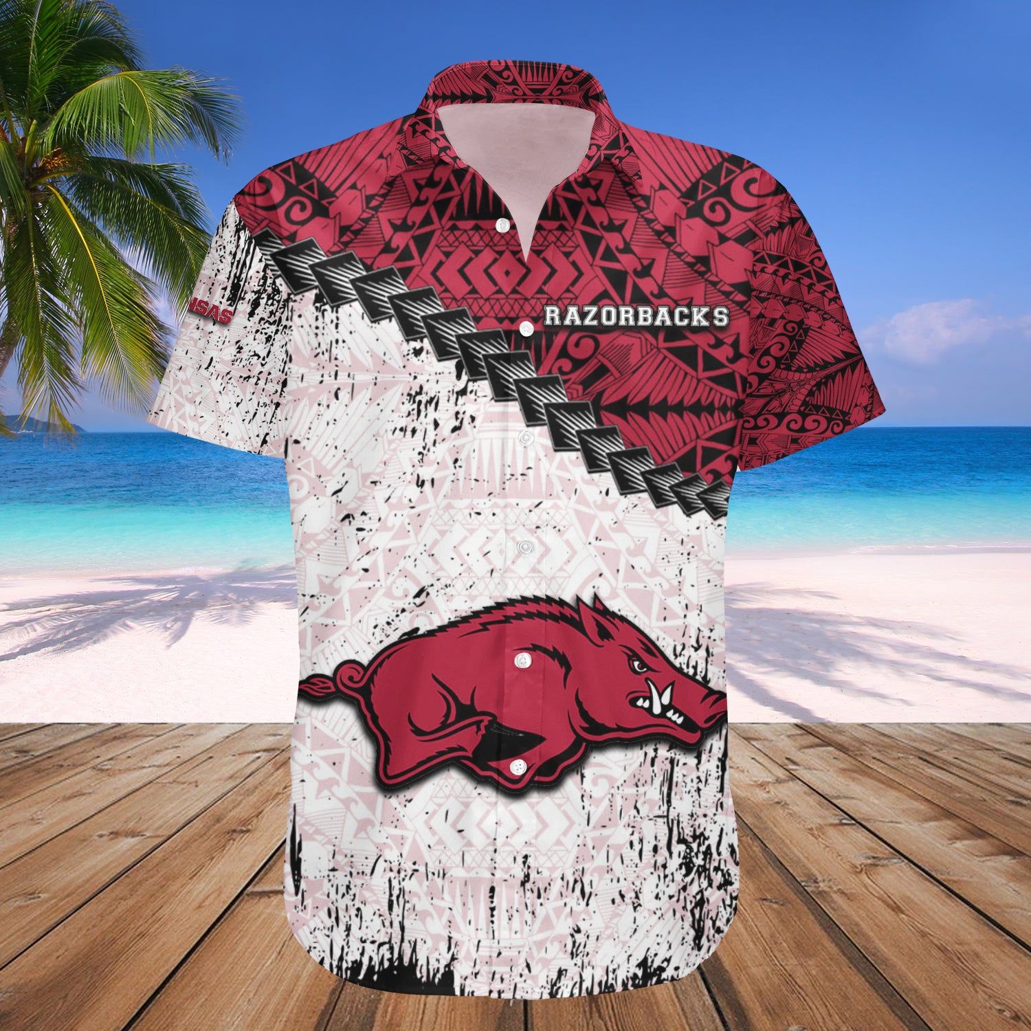 Arkansas Razorbacks Hawaii Shirt Grunge Polynesian Tattoo – NCAA