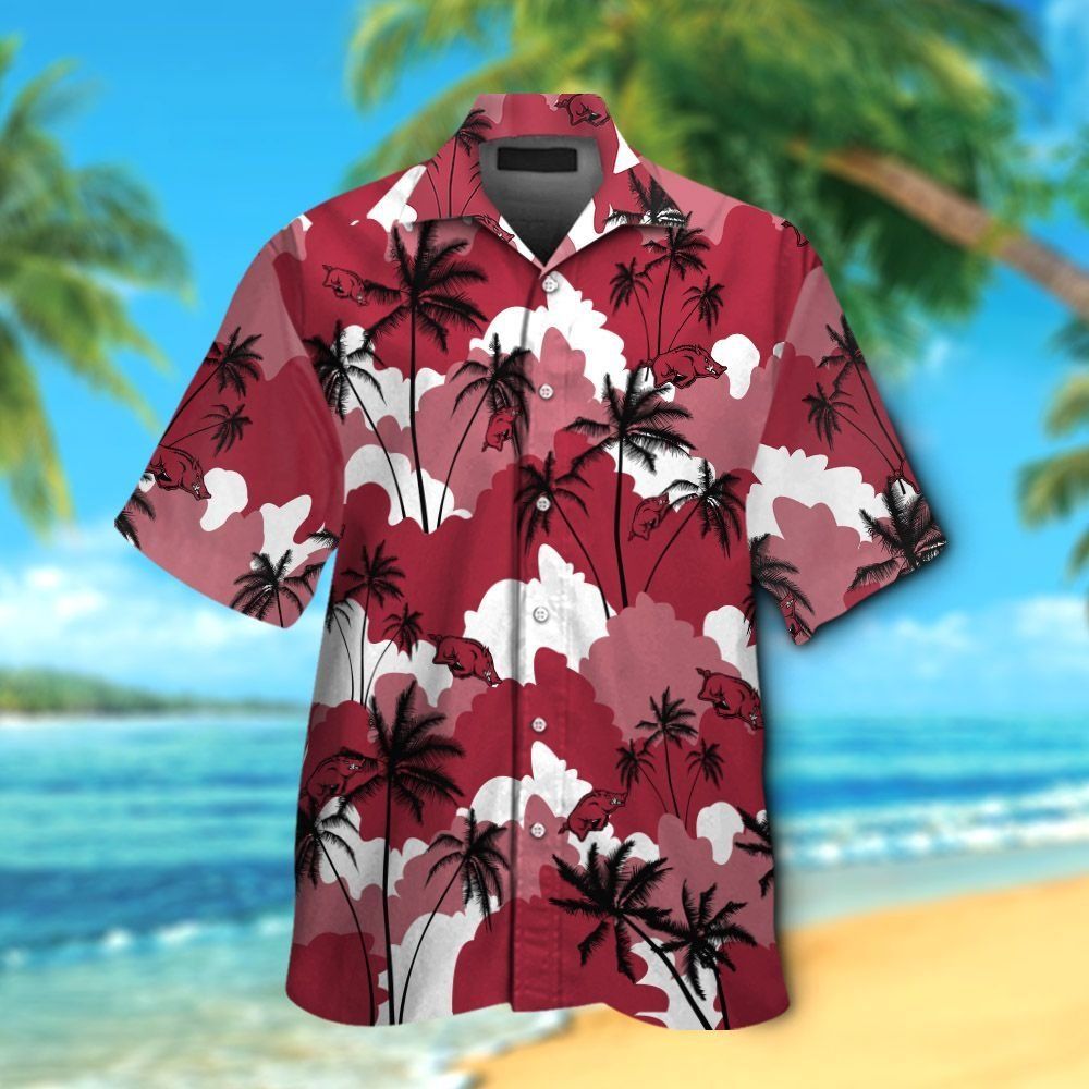 Arkansas Razorbacks Hawaiian Short Sleeve Shirt Tropical Elegance Button Up