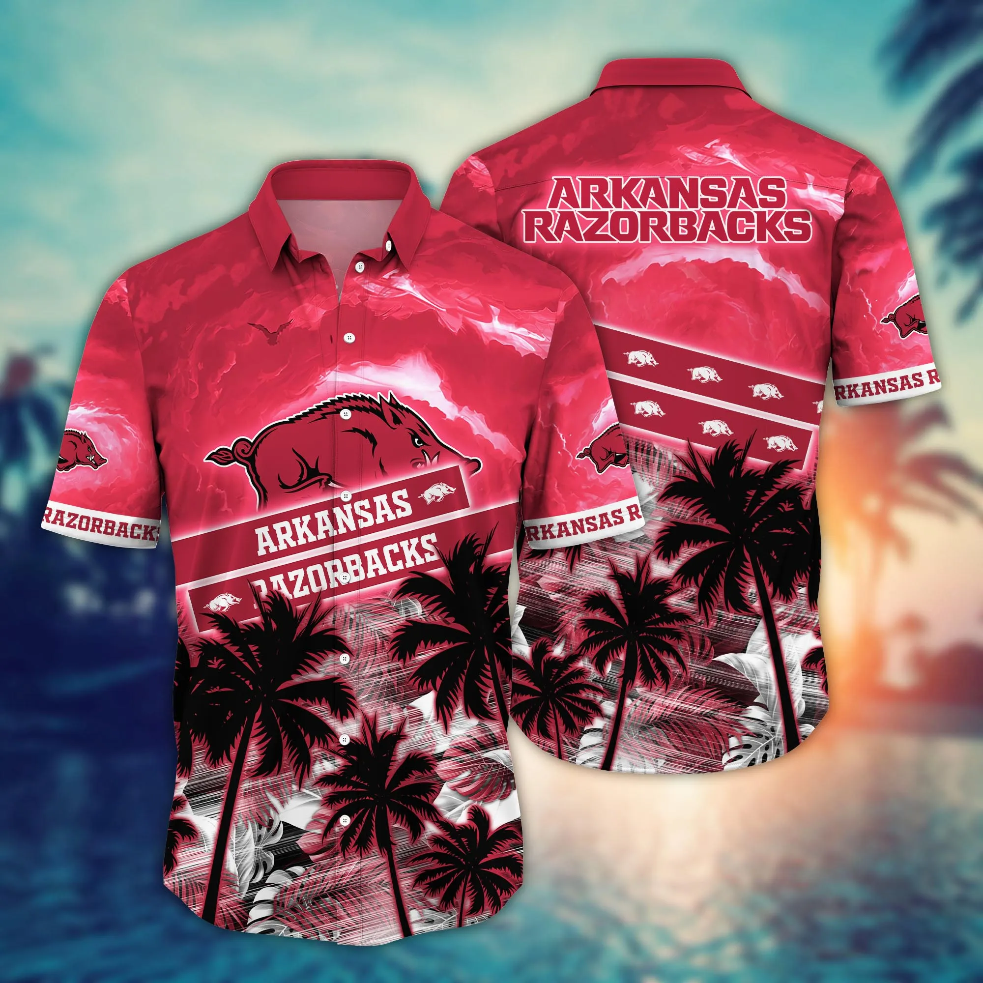 Arkansas Razorbacks NCAA Hawaiian Shirt Palms Aloha Shirt