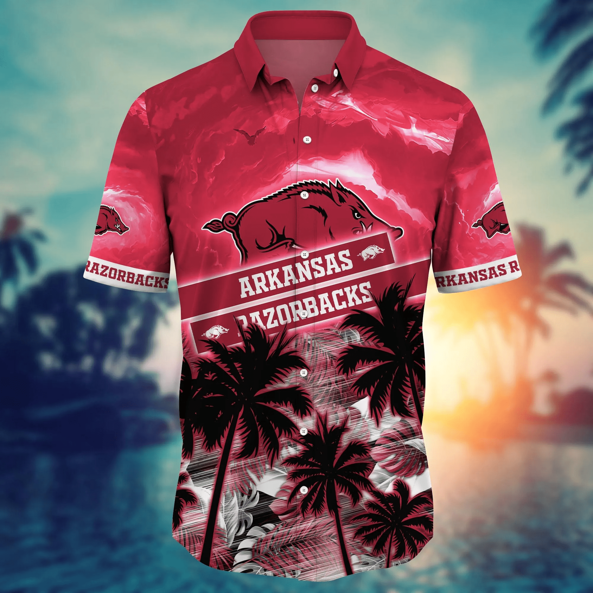 Arkansas Razorbacks NCAA Hawaiian Shirt Palms Aloha Shirt