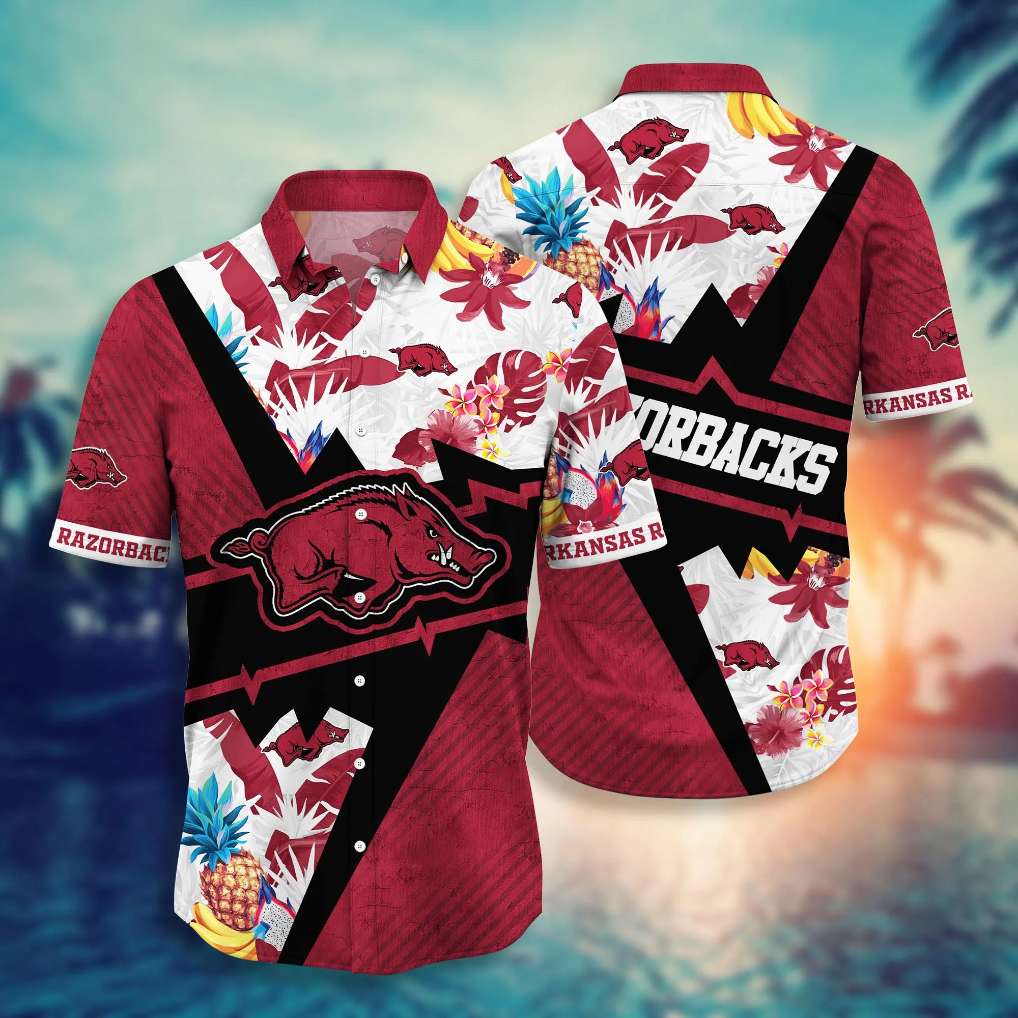 Arkansas Razorbacks NCAA Hawaiian Shirt Vacation Time Aloha Shirt