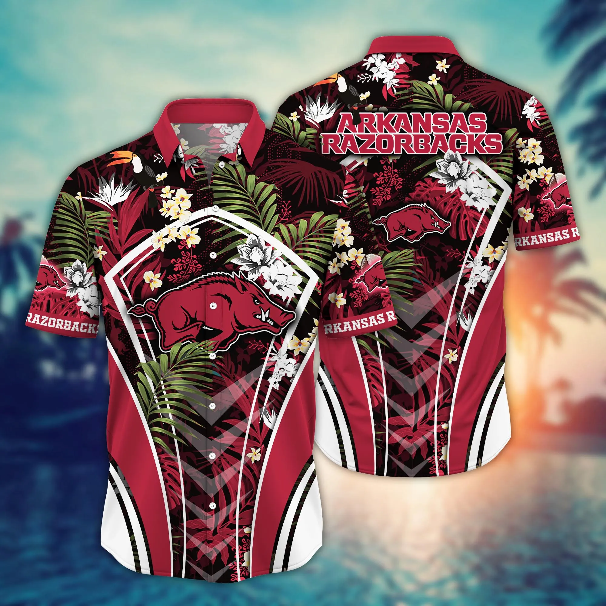 Arkansas Razorbacks NCAA Hawaiian Shirt Warm Nights Aloha Shirt Arkansas Razorbacks NCAA Hawaiian Shirt Warm Nights Aloha Shirt