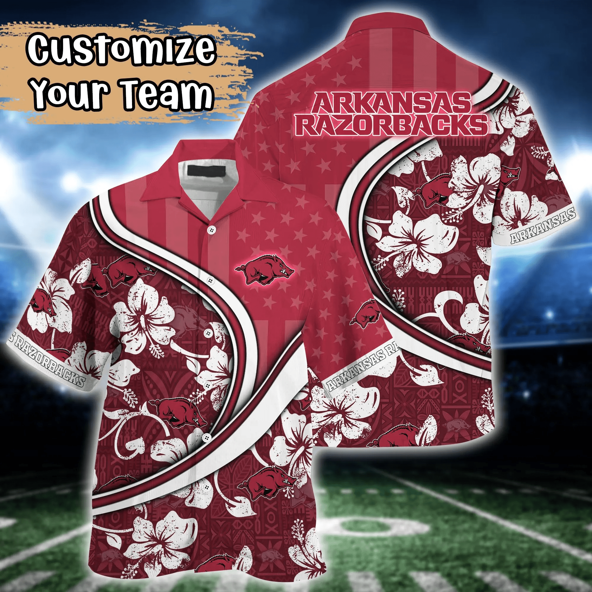 Arkansas Razorbacks NCAA Us Flag Hawaiian Shirt Custom Summer Aloha Shirt Arkansas Razorbacks NCAA Us Flag Hawaiian Shirt Custom Summer Aloha Shirt