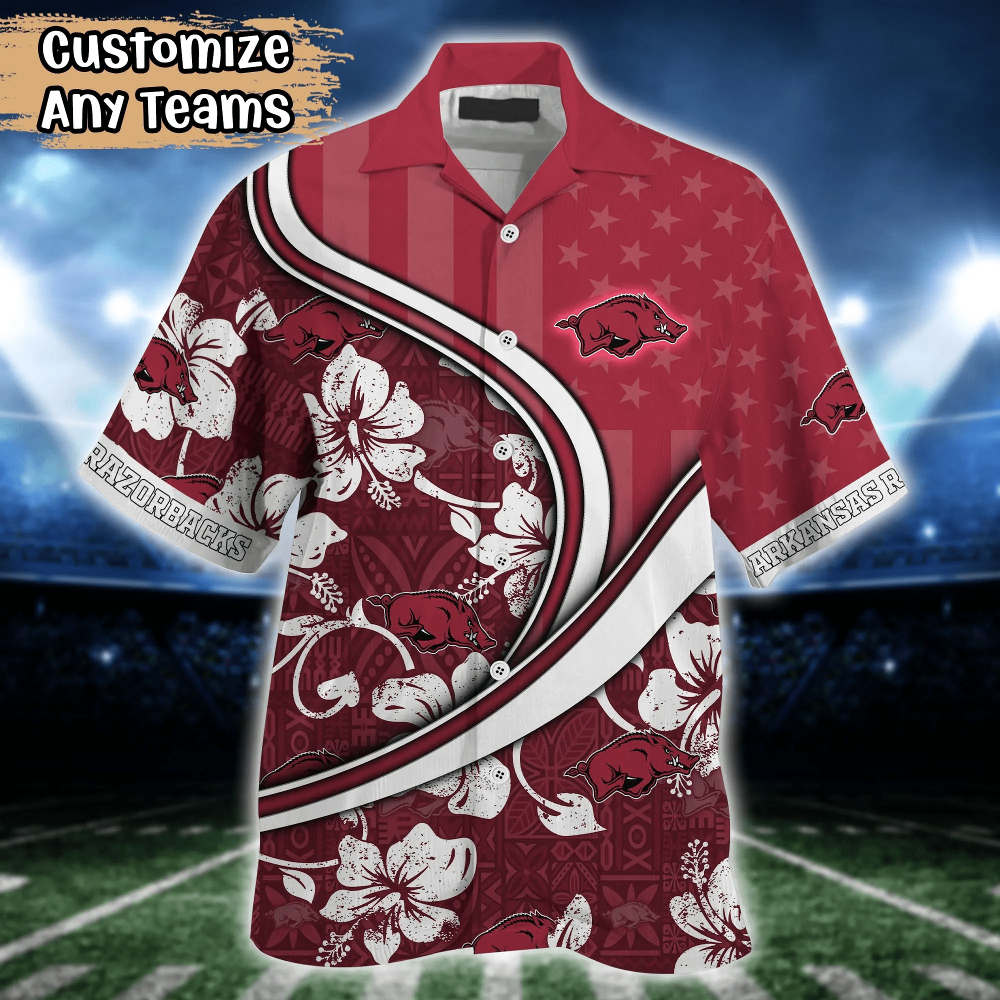 Arkansas Razorbacks NCAA Us Flag Hawaiian Shirt Custom Summer Aloha Shirt