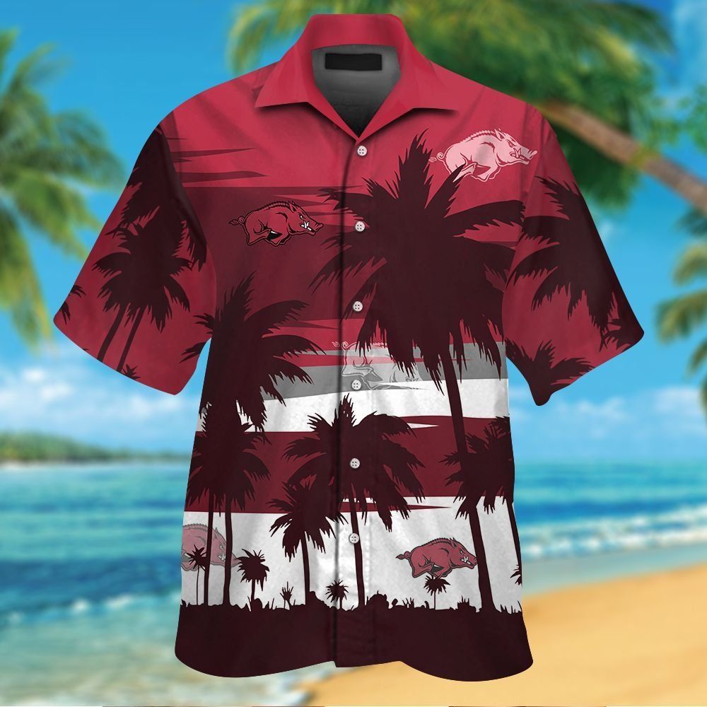 Arkansas Razorbacks Short Sleeve Shirt Hawaiian Button Up Tropical Elegance