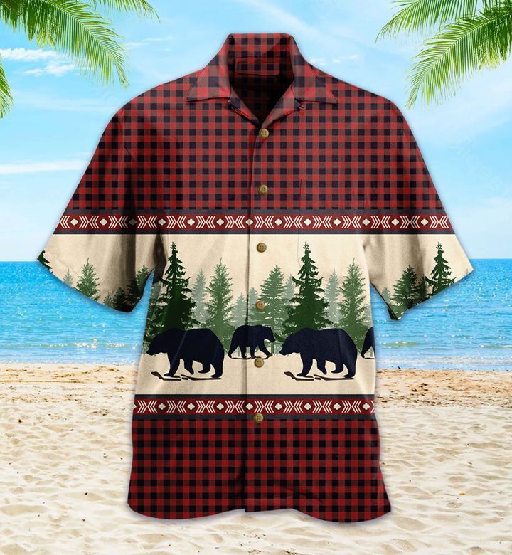 Arrowhead Plaid Bear Red Hawaiian Shirt 3D Summer Gifts