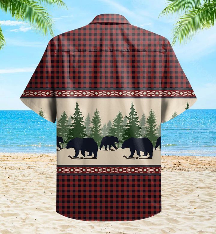 Arrowhead Plaid Bear Red Trendy Hawaiian Shirt 3D Summer Gifts