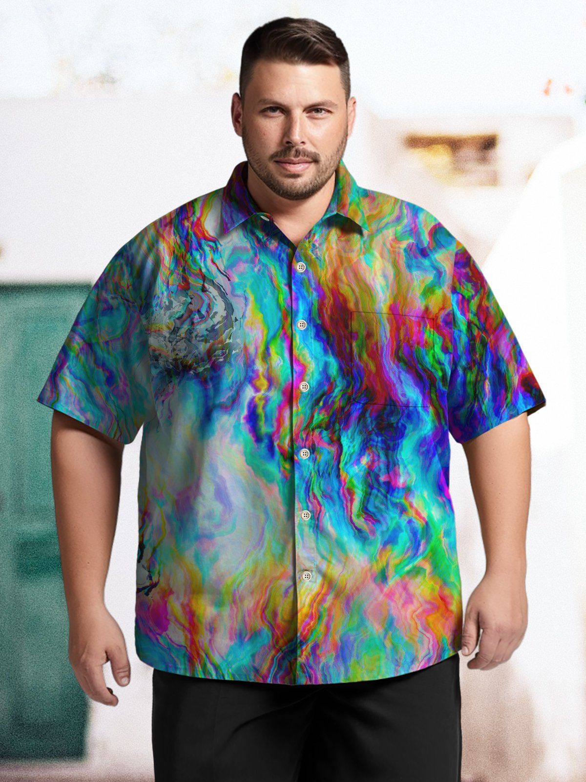 Art Big & Tall Colorful Marbling Hawaiian Shirt