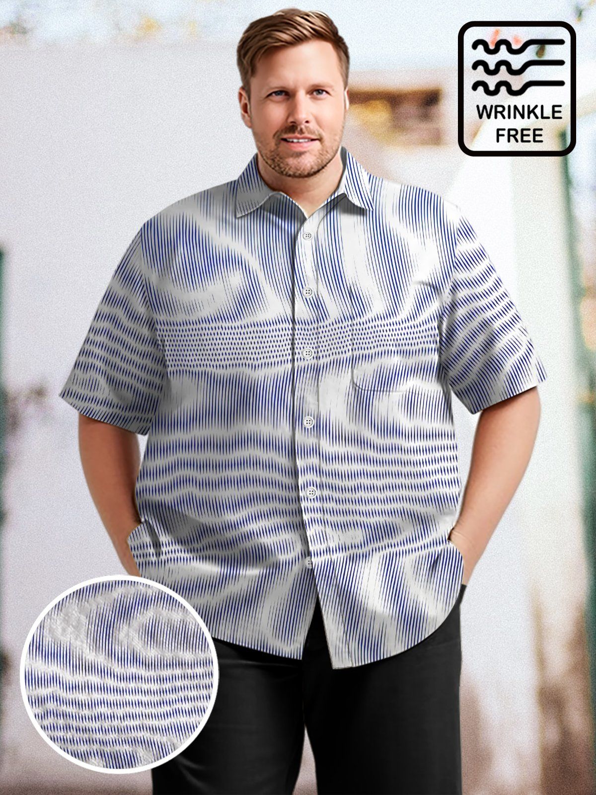 Art Big & Tall Corrugated Hawaiian Shirt Optical Illusion Hawaiian Shirt