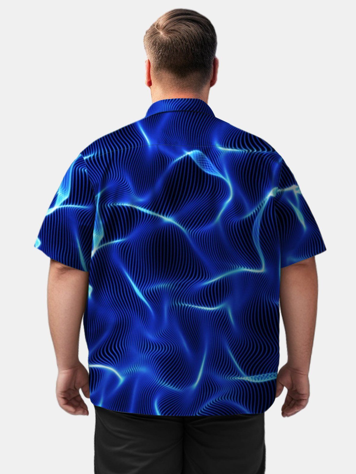 Art Big & Tall Corrugated Line Hawaiian Shirt Optical Illusion Hawaiian Shirt