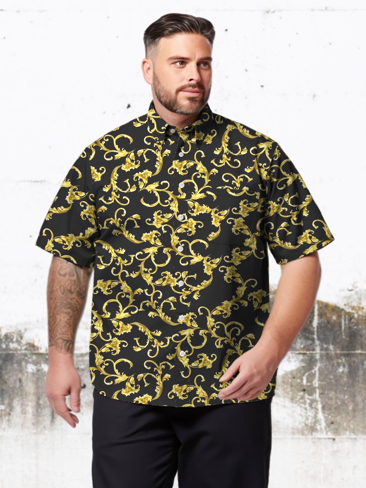 Art Big & Tall Curly Pattern Hawaiian Shirt Mysterious Dark Hawaiian Shirt