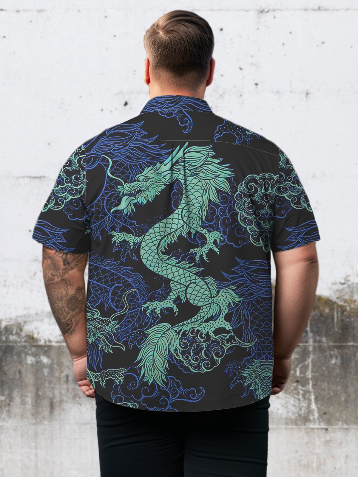 Art Big & Tall Oriental Mood Paintings Hawaiian Shirt Dragon Motif Hawaiian Shirt
