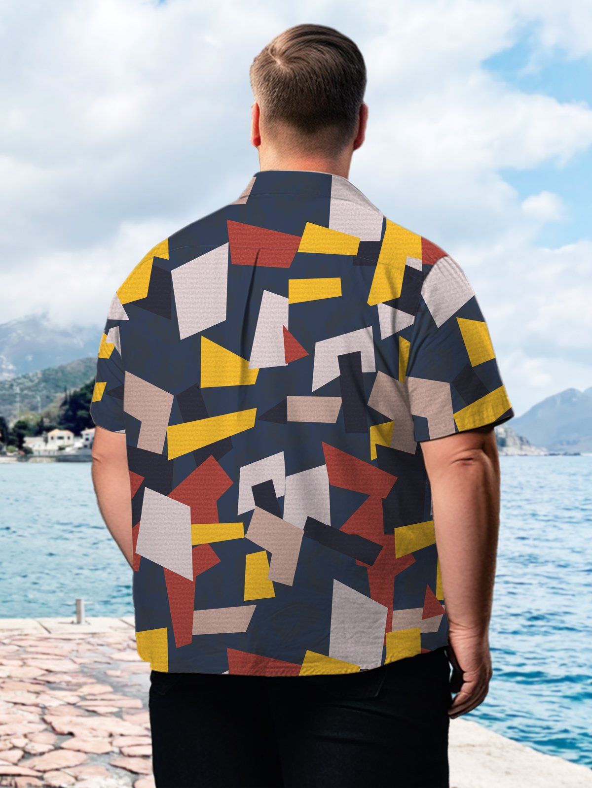 Art Big & Tall Stripes Hawaiian Shirt Casual Regular Pattern Hawaiian Shirt