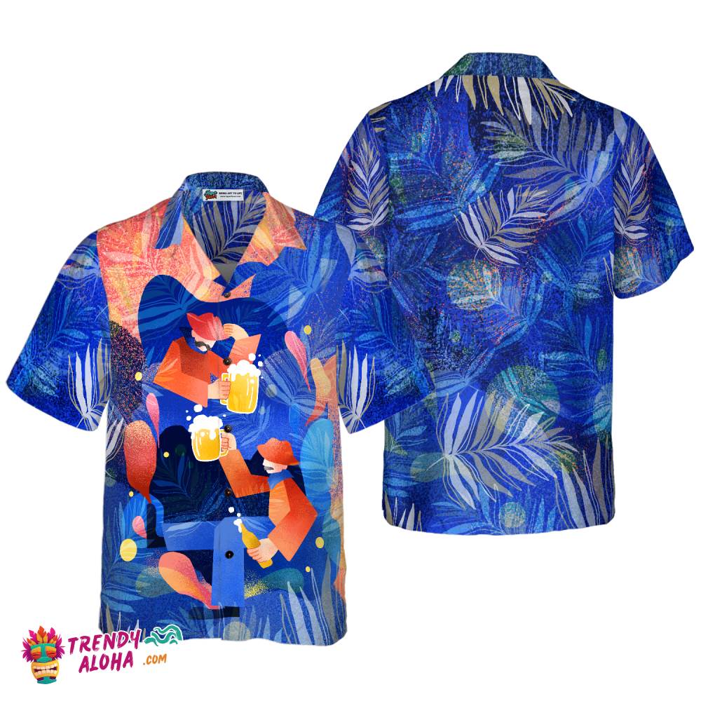 Artistic Beer Party Hawaiian Shirt For Men, Beer Lovers Aloha Shirts, Blue Tropical Shirt Artistic Beer Party Hawaiian Shirt For Men, Beer Lovers Aloha Shirts, Blue Tropical Shirt