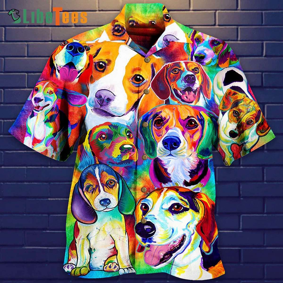 Artistic Dogs Painting Design Hawaiian Shirt for Dog Lovers