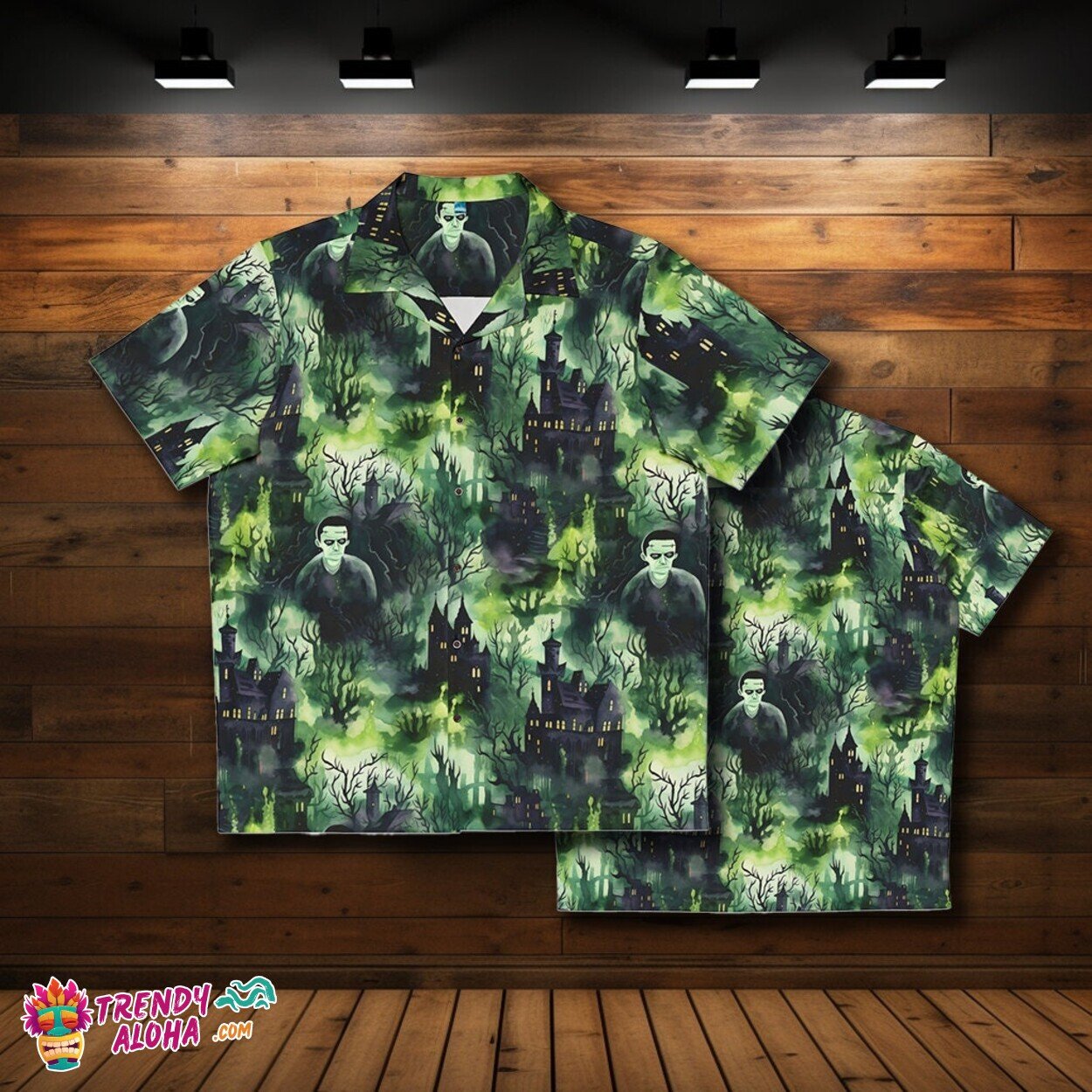 Artistic Flair Frankenstein’s Nightmare Men’s Horror Aloha Shirt