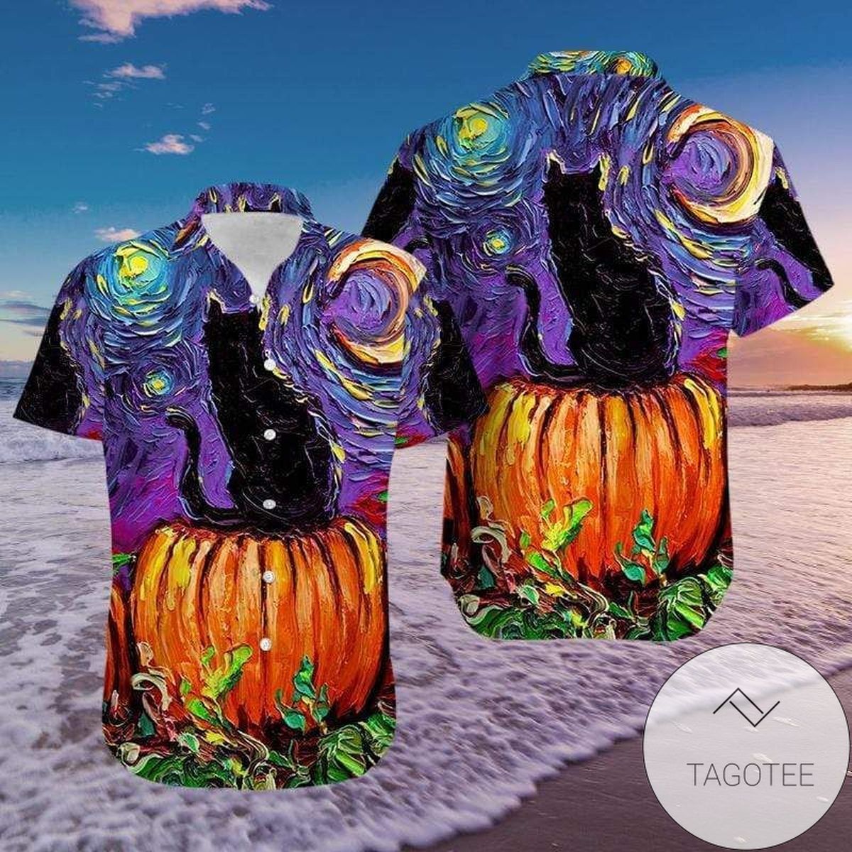 Artistic Flair of Halloween Captured with Black Cat Hawaiian Shirt