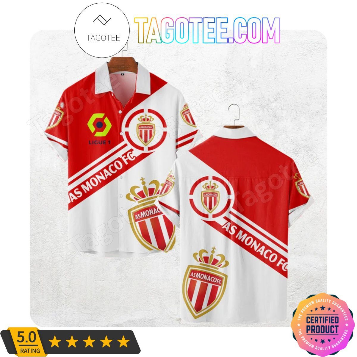 As Monaco White Red Trendy Hawaiian Shirt V1 Aloha Shirt