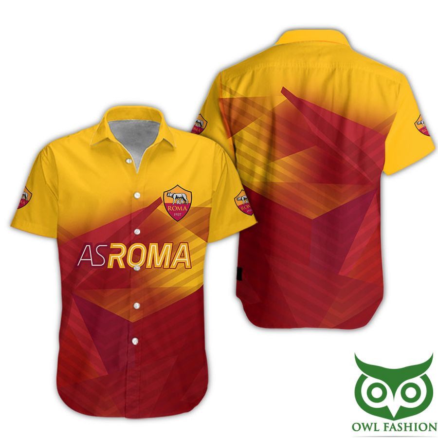 As Roma Red Yellow Hawaiian Trendy Hawaiian Shirt Aloha Shirt