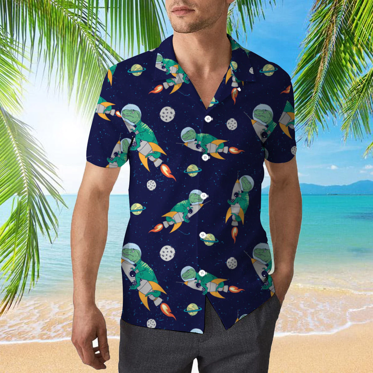 Astronaut Dinosaur In Space Trendy Hawaiian Shirt Wt4048N