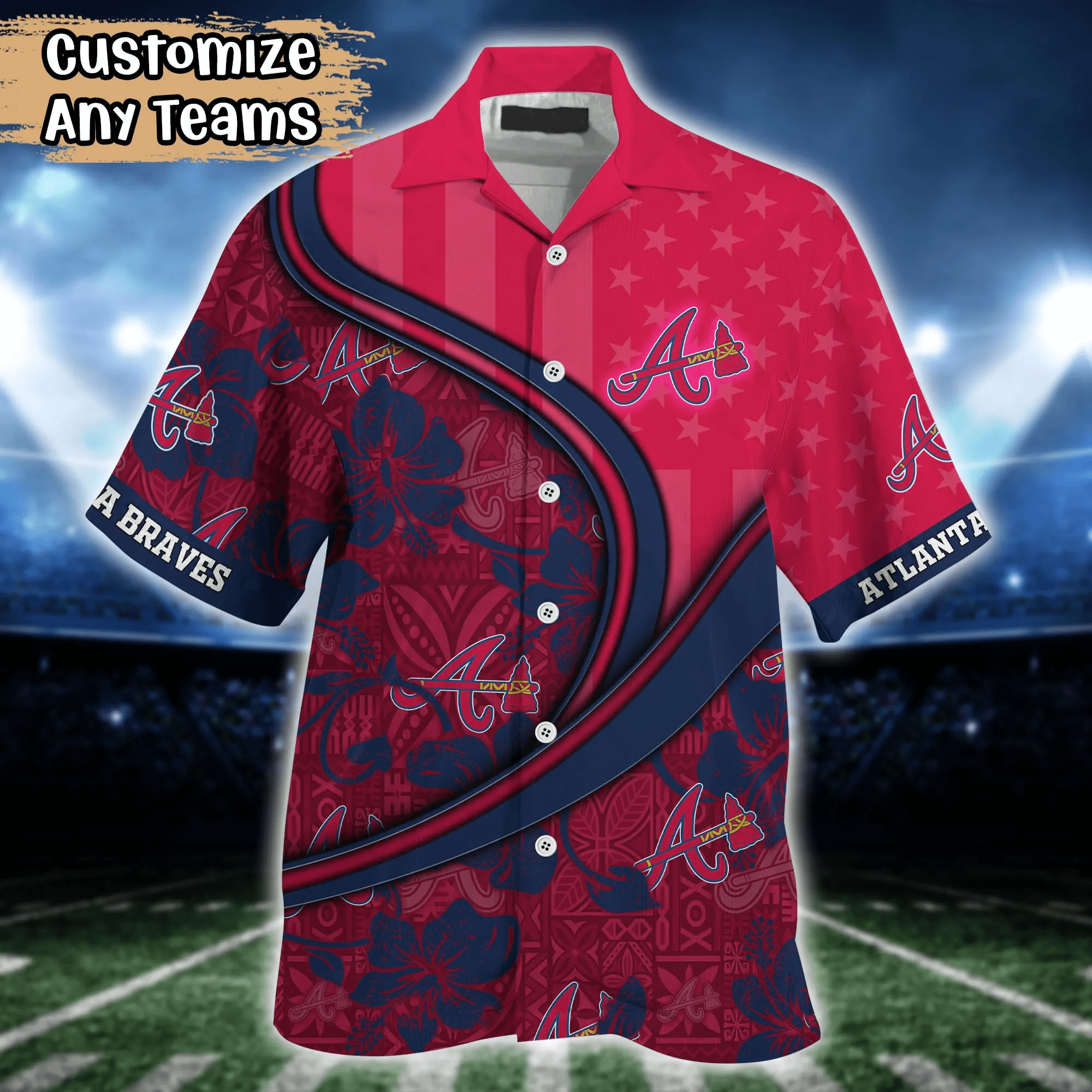 Atlanta Braves MLB Us Flag Hawaiian Shirt Custom Summer Aloha Shirt