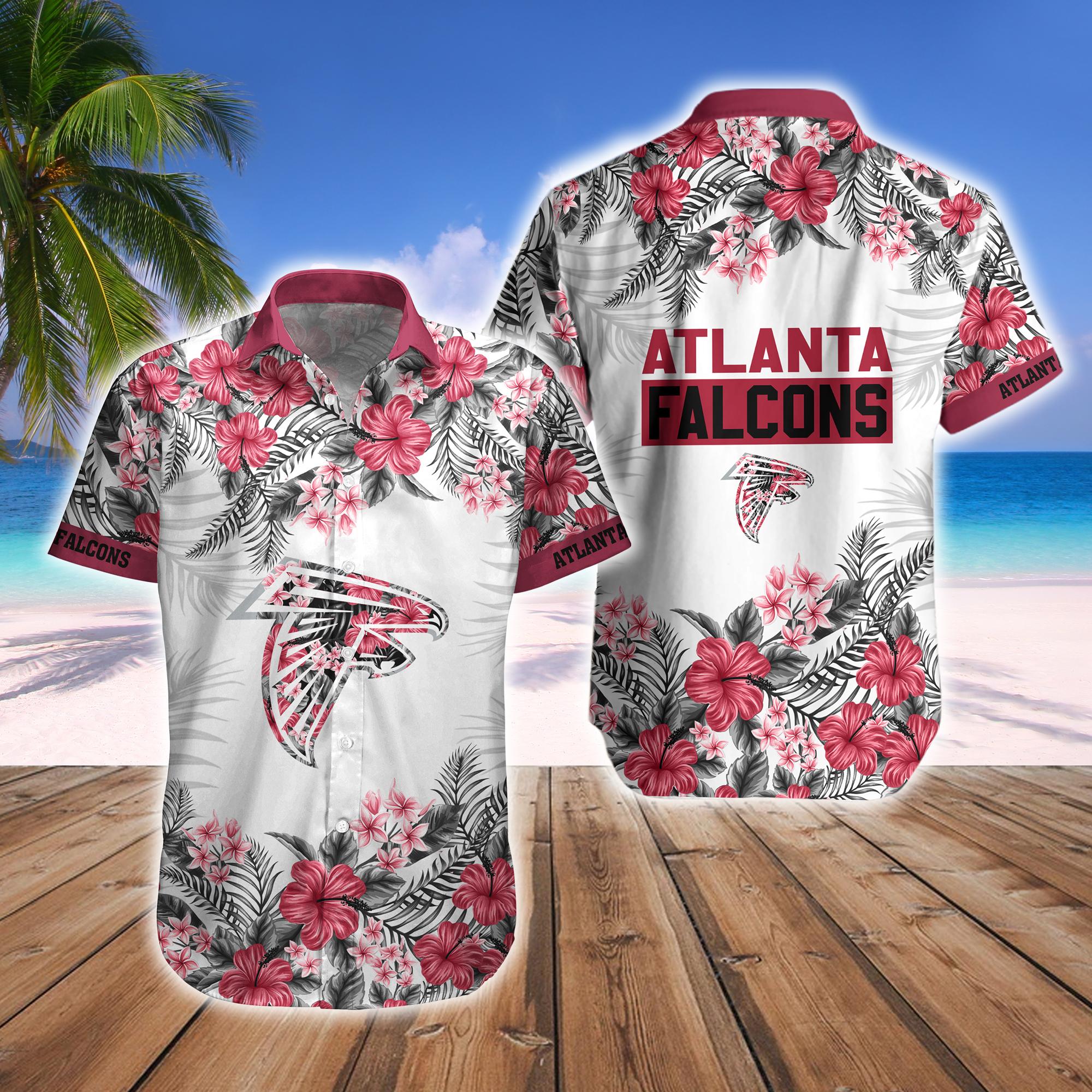 Atlanta Falcons Tropical Hawaiian Fan Shirt Shorts Sky Rise Set