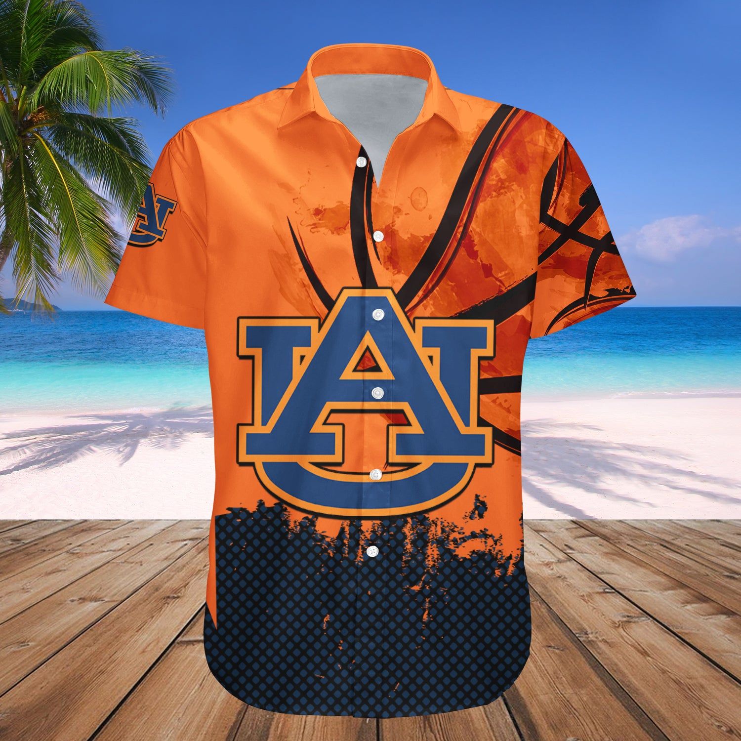 Auburn Tigers Hawaii Shirt Basketball Net Grunge Pattern – NCAA