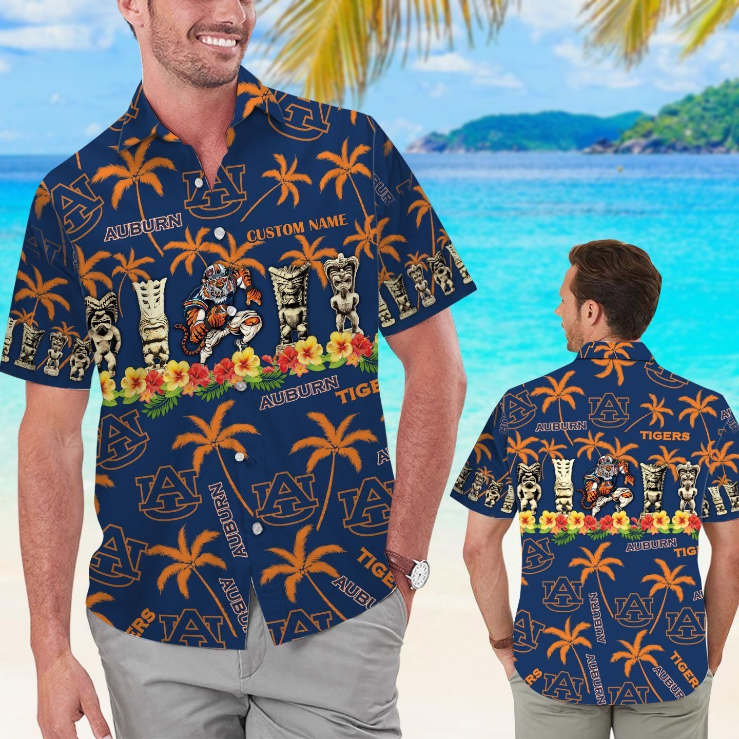 Auburn Tigers Name Personalized Tropical Hawaiian Shirt for Men Women