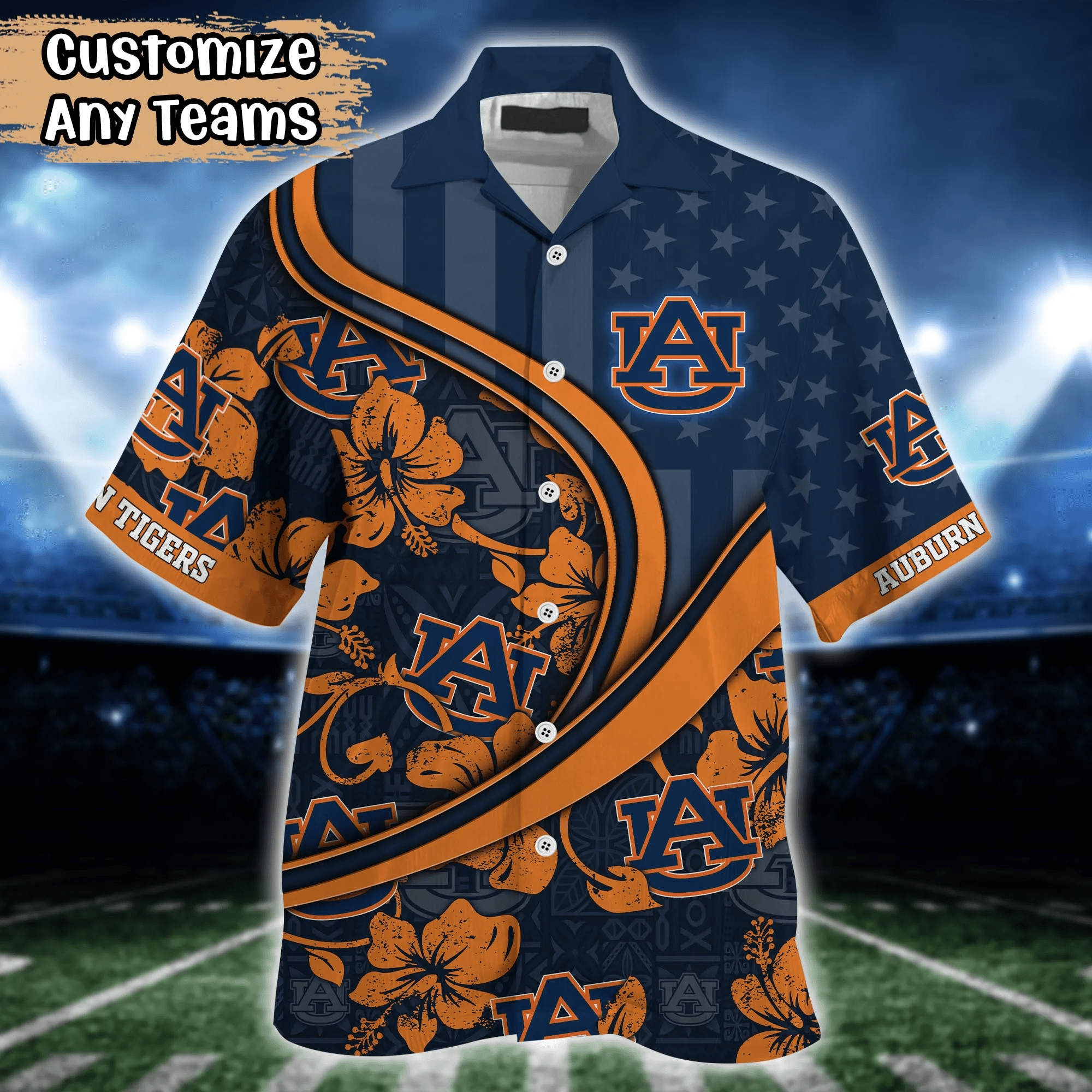 Auburn Tigers NCAA Us Flag Hawaiian Shirt Custom Summer Aloha Shirt