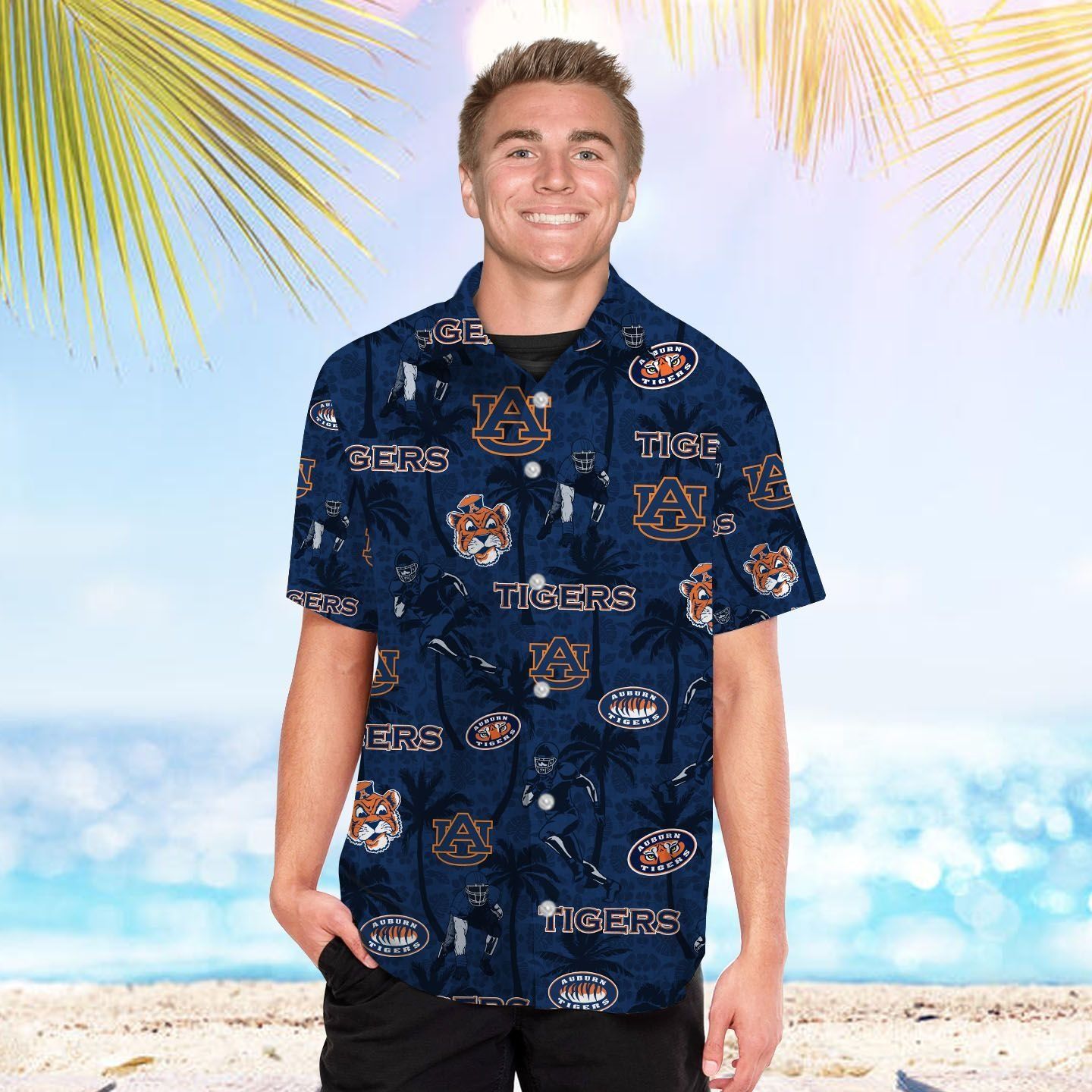 Auburn Tigers Tropical BeacCoconut Tree Tropical Hawaiian Shirt