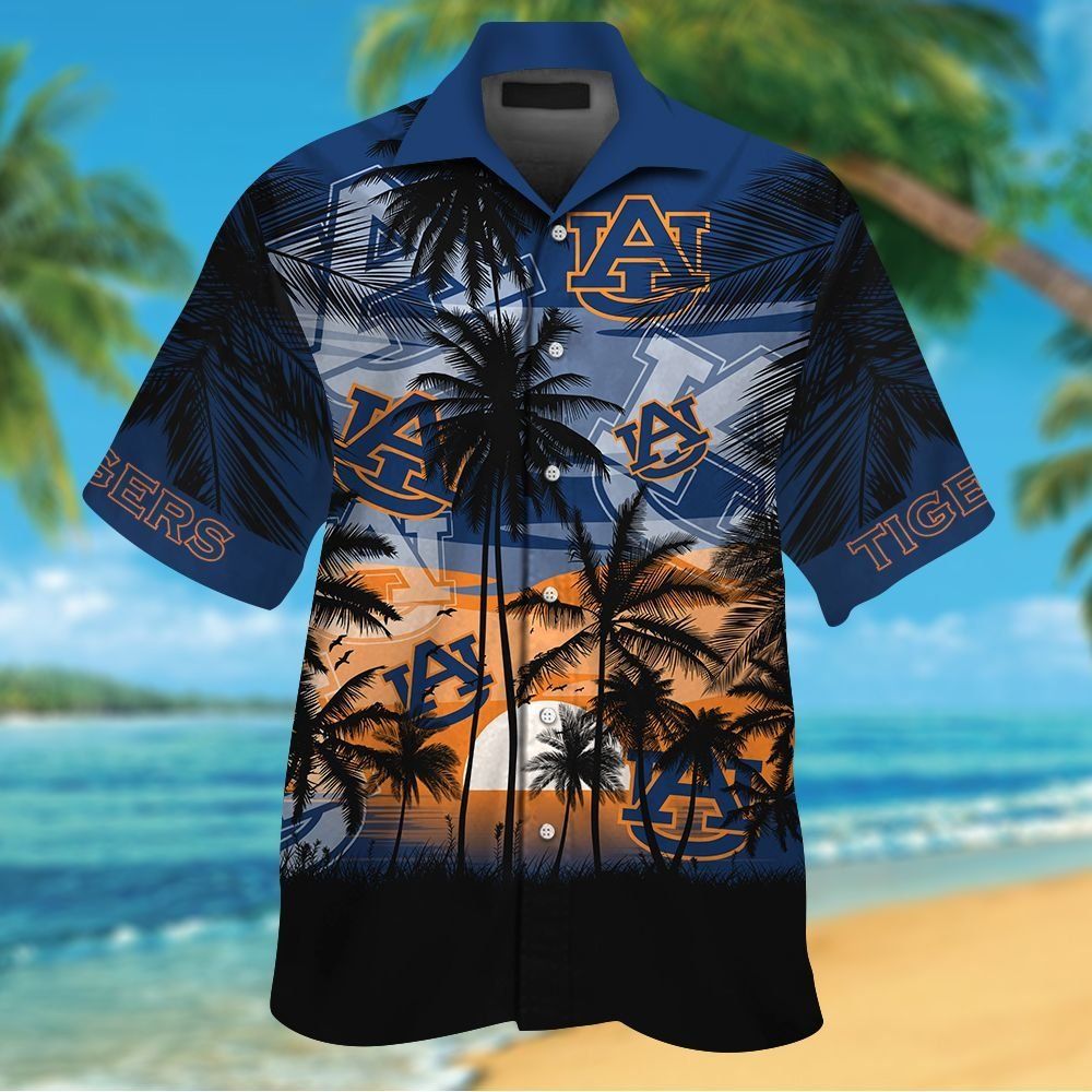 Auburn Tigers Tropical Short Sleeve Button Up Tropical Shirt Hawaiian Shirt