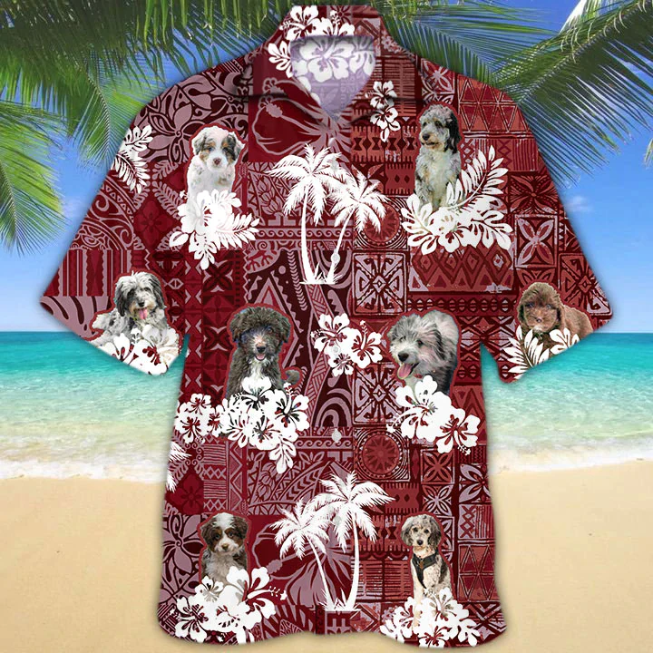 Aussie Doodle Red Trendy Hawaiian Shirt, Trendy Hawaiian Shirt For Men, Women, Aloha Shirt For Summer Aussie Doodle Red Trendy Hawaiian Shirt, Trendy Hawaiian Shirt For Men, Women, Aloha Shirt For Summer