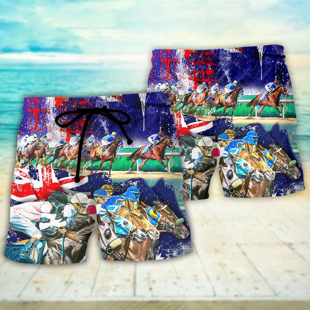 Australia Horse Lover Racing Lover Trendy Aloha Hawaiian Beach Shorts