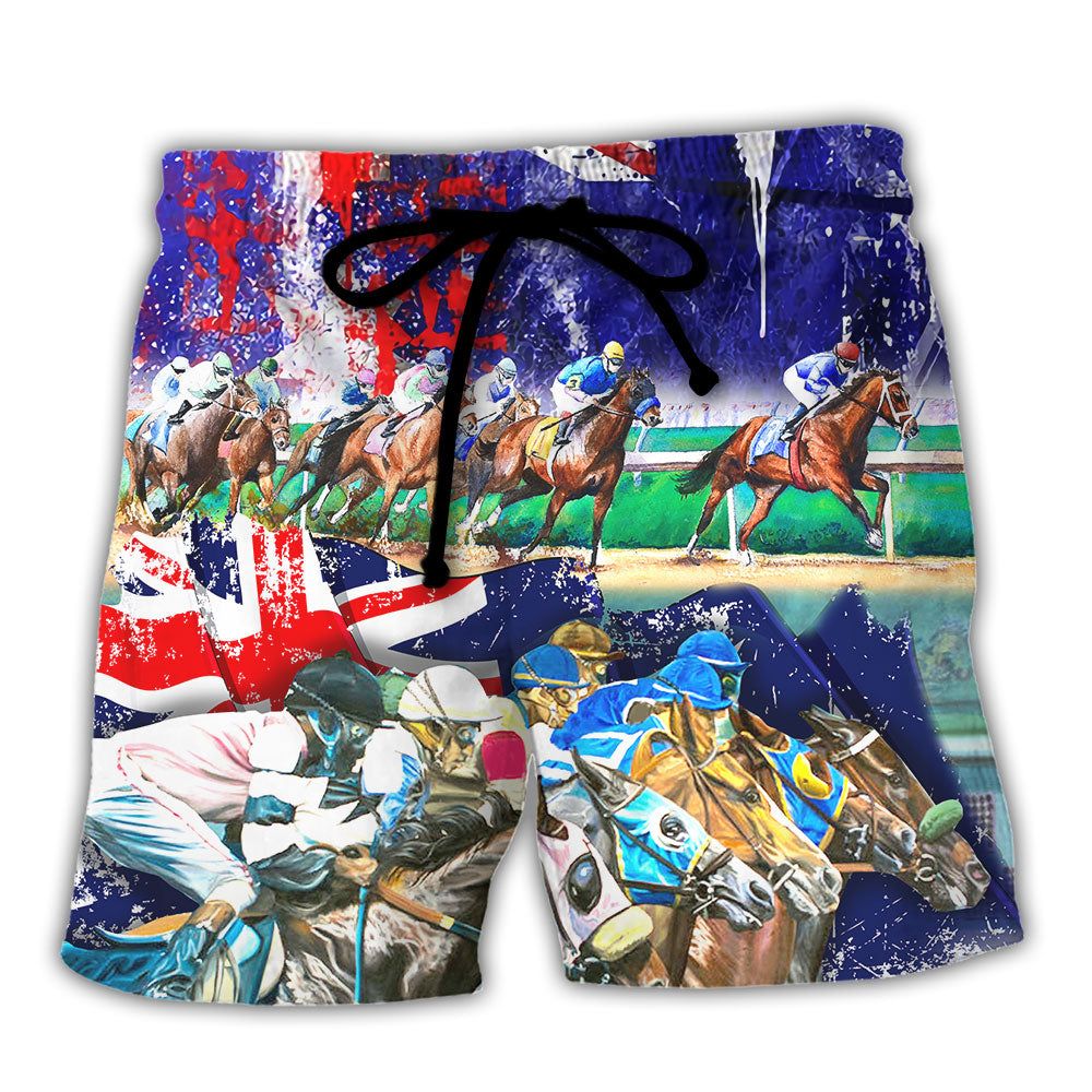 Australia Horse Lover Racing Lover Trendy Aloha Hawaiian Beach Shorts Australia Horse Lover Racing Lover Trendy Aloha Hawaiian Beach Shorts