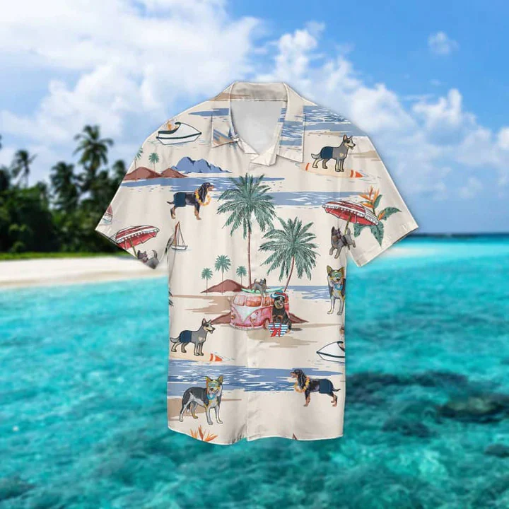 Australian Cattle Dog Summer Beach Trendy Hawaiian Shirt, Trendy Hawaiian Shirts For Men, Trendy Hawaiian Shirts For Men, Aloha Beach Shirt