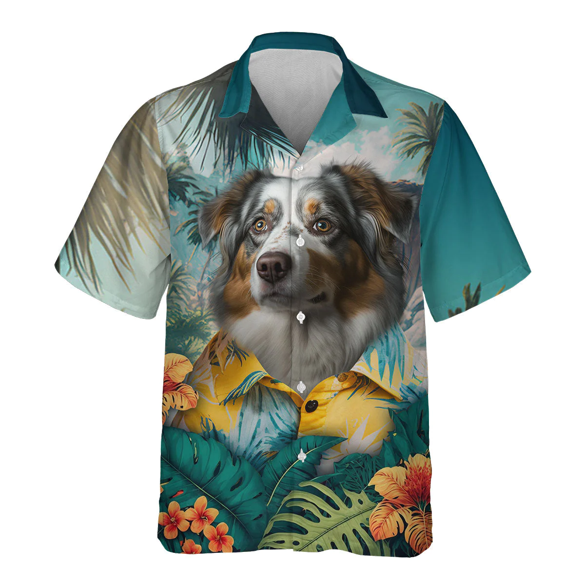 Australian Shepherd Aura 2 3D Hawaiian Shirt Melding Tropical Dreams