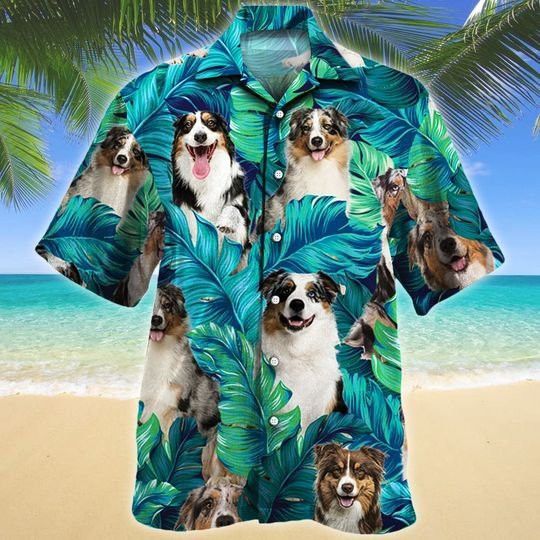 Australian Shepherd Dog Lovers Hawaiian Style For Summertime All Printed 3D Hawaiian Shirt