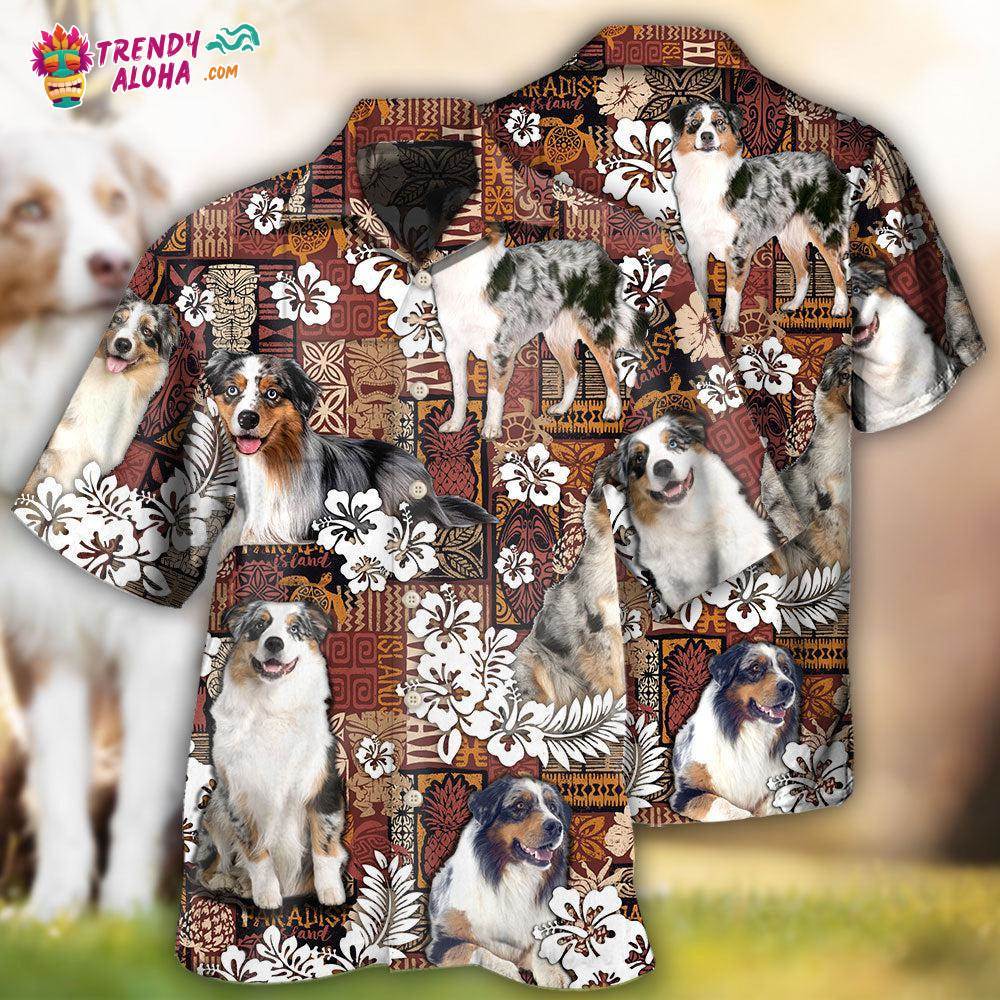 Australian Shepherd Dog Vintage Lover Tropical Style Hawaiian Shirt – Trendy Aloha