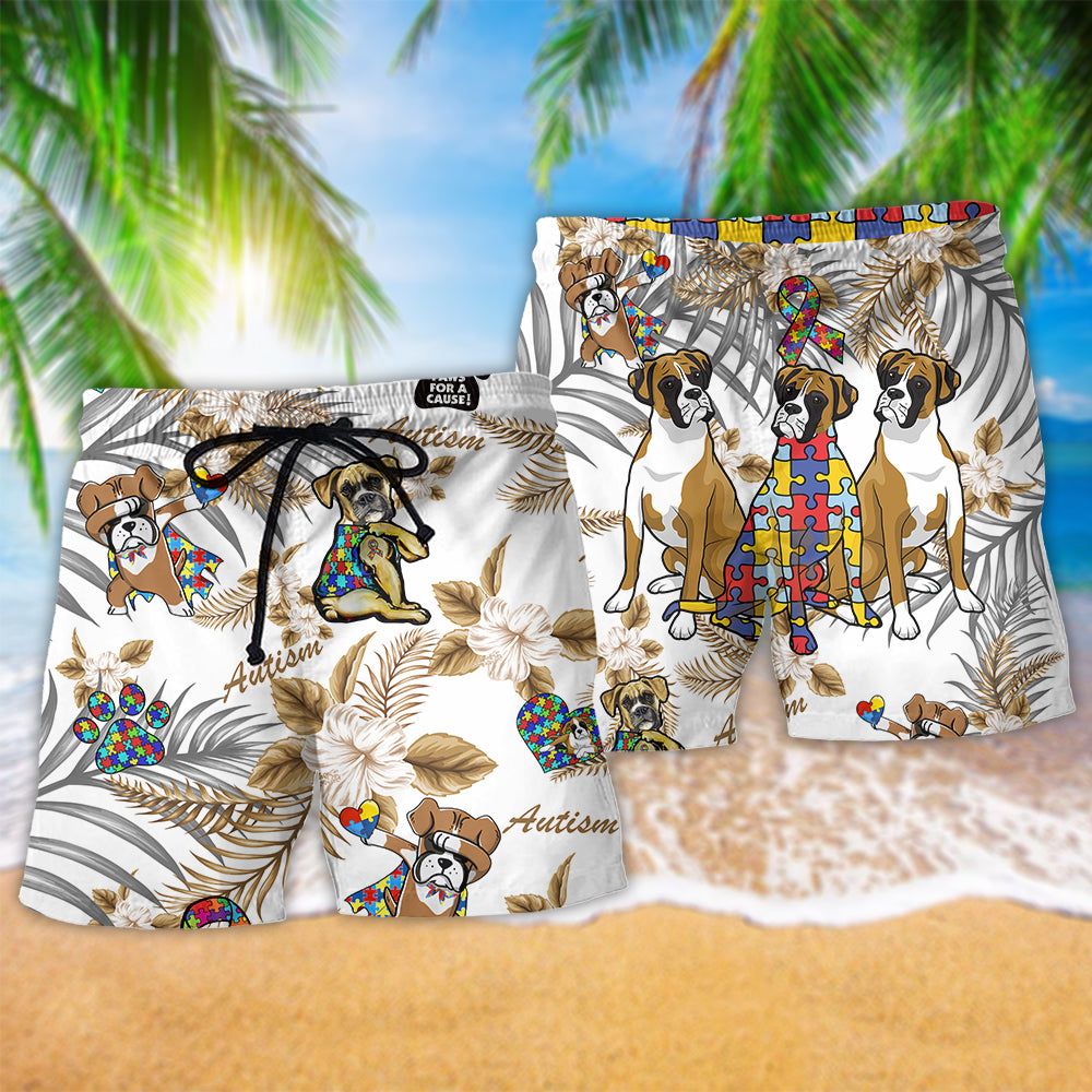 Autism Boxer Tropical Floral Trendy Aloha Hawaiian Beach Shorts