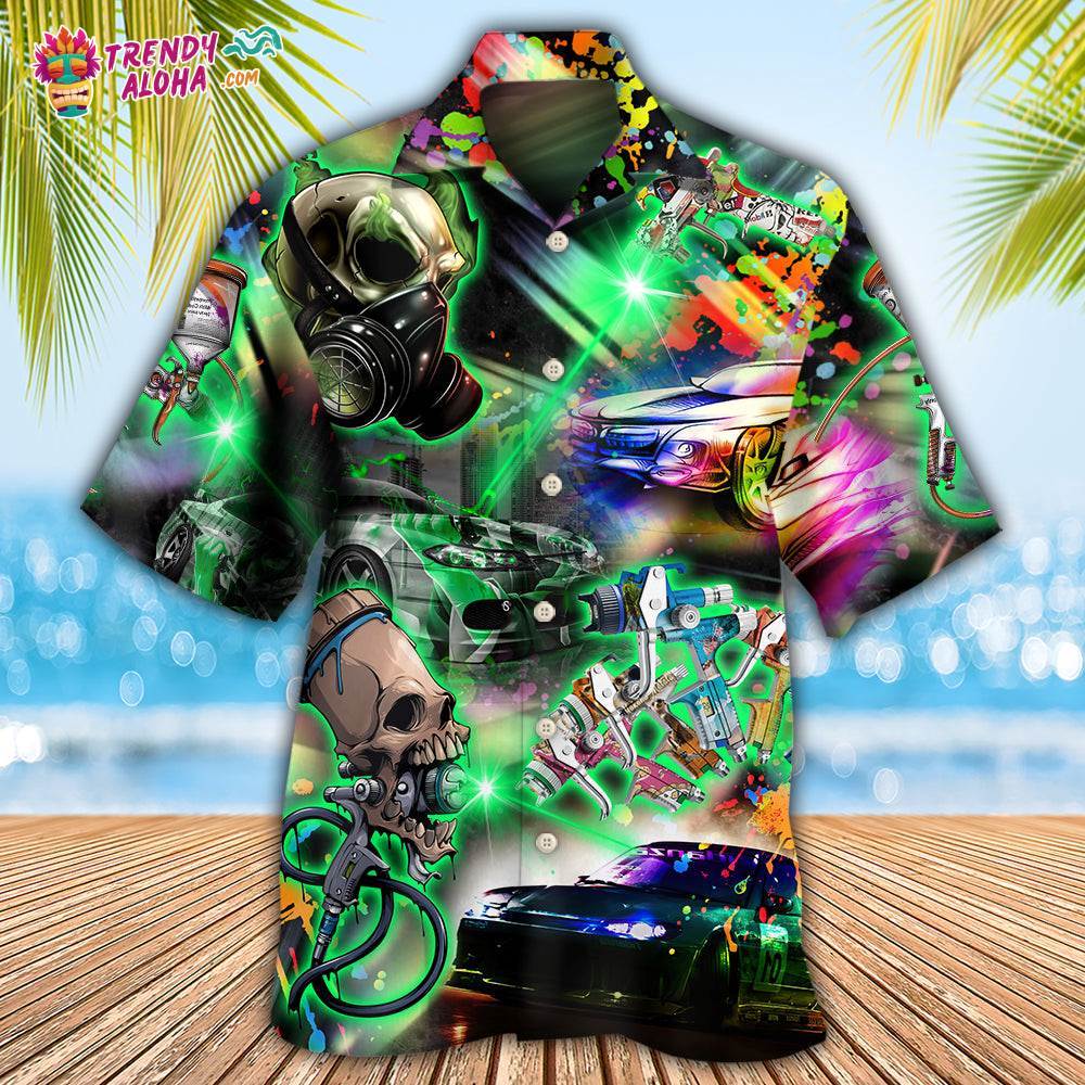 Auto Body Painter Amazing Skull Colorful Hawaiian Shirt – Trendy Aloha