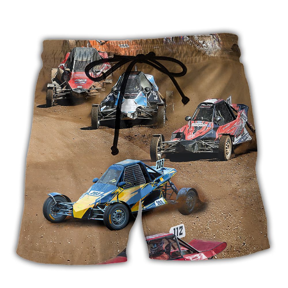 Autocross Cars Crazy Racing Trendy Aloha Hawaiian Beach Shorts Autocross Cars Crazy Racing Trendy Aloha Hawaiian Beach Shorts