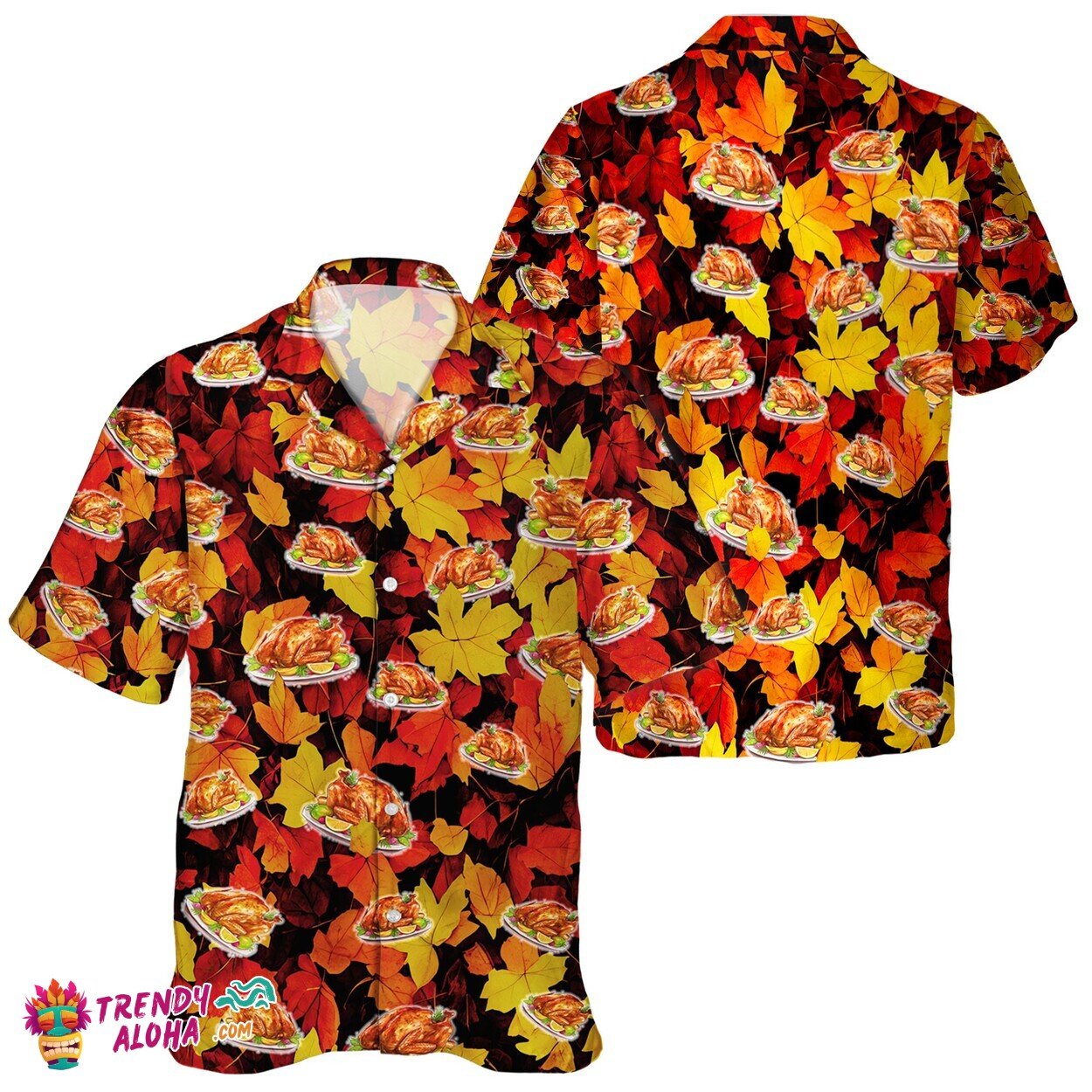 Autumn Harvest Turkey Meat Theme Unisex Hawaiian Shirt for Fall
