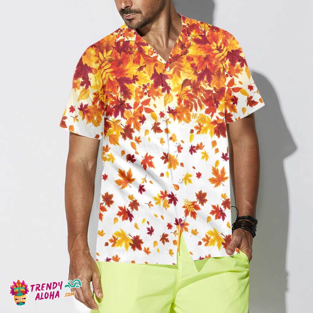 Autumn Leaves On White Thanksgiving Hawaiian Shirt, Unique Gift For Thanksgiving Day Autumn Leaves On White Thanksgiving Hawaiian Shirt, Unique Gift For Thanksgiving Day