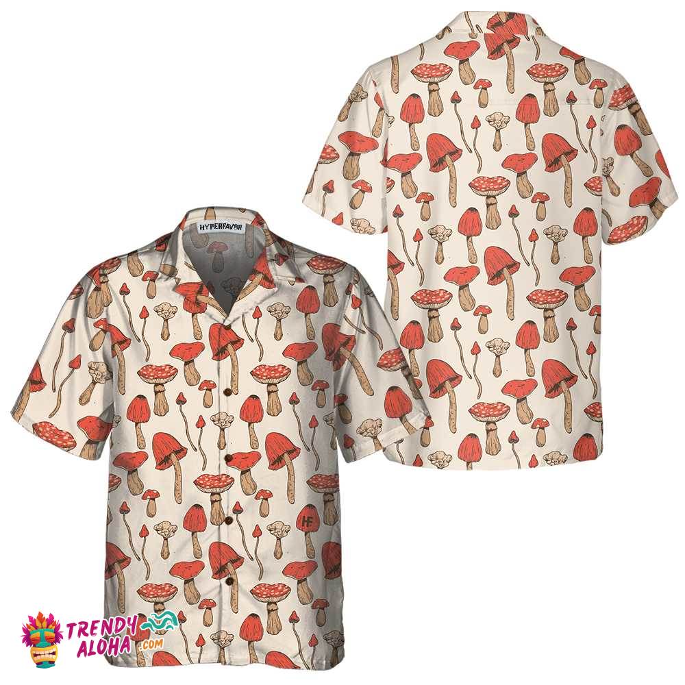 Autumn Mushrooms Hawaiian Shirt, Short Sleeve Mushtroom Shirt For Men & Women Autumn Mushrooms Hawaiian Shirt, Short Sleeve Mushtroom Shirt For Men & Women