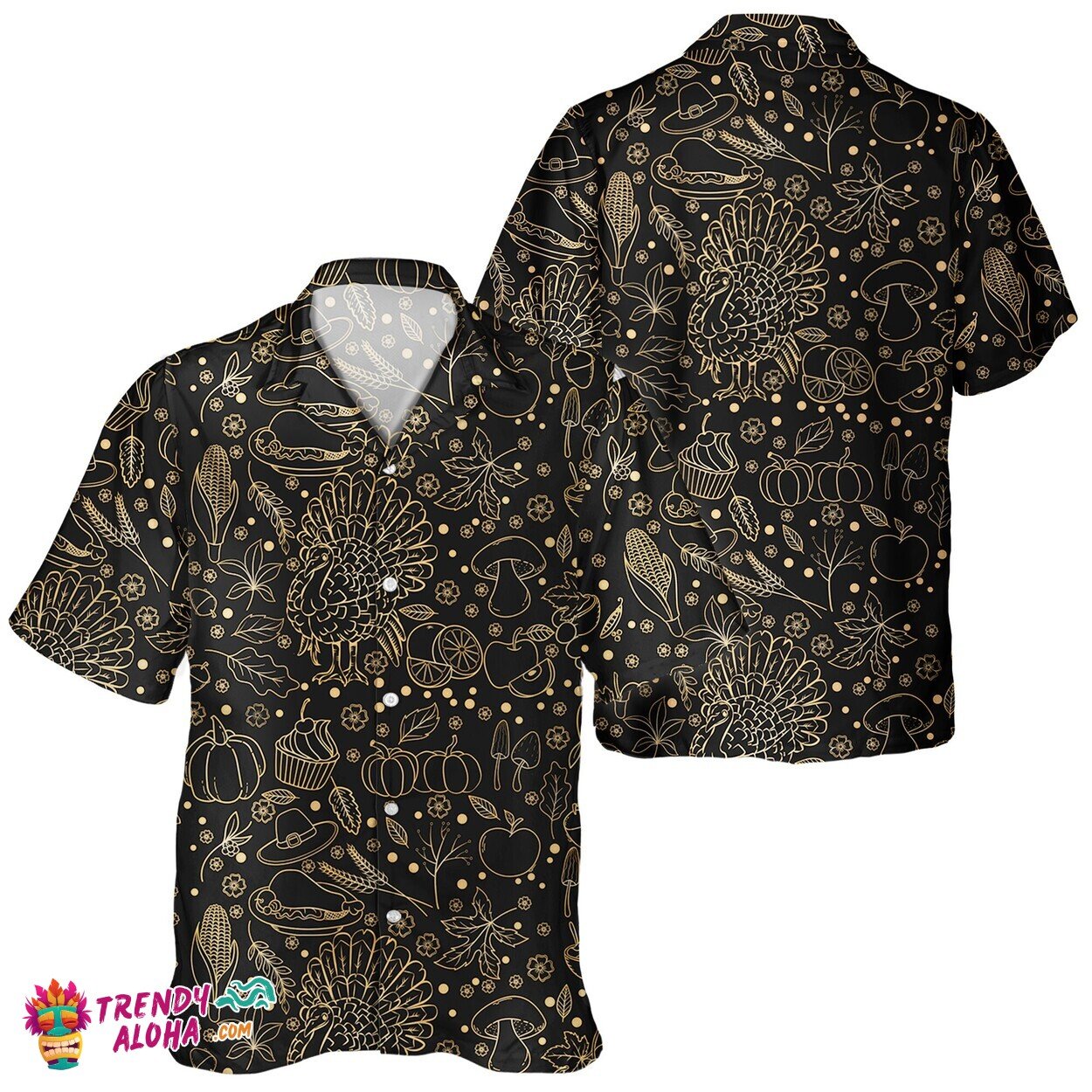 Autumn Pumpkin Leaves Unisex Hawaiian Shirt for Turkey Day Lovers
