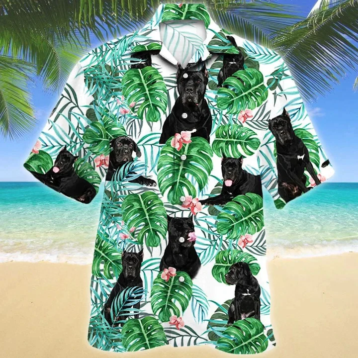 Awesome Black Cane Corso Dog Tropical Plant Trendy Hawaiian Shirt Awesome Black Cane Corso Dog Tropical Plant Trendy Hawaiian Shirt