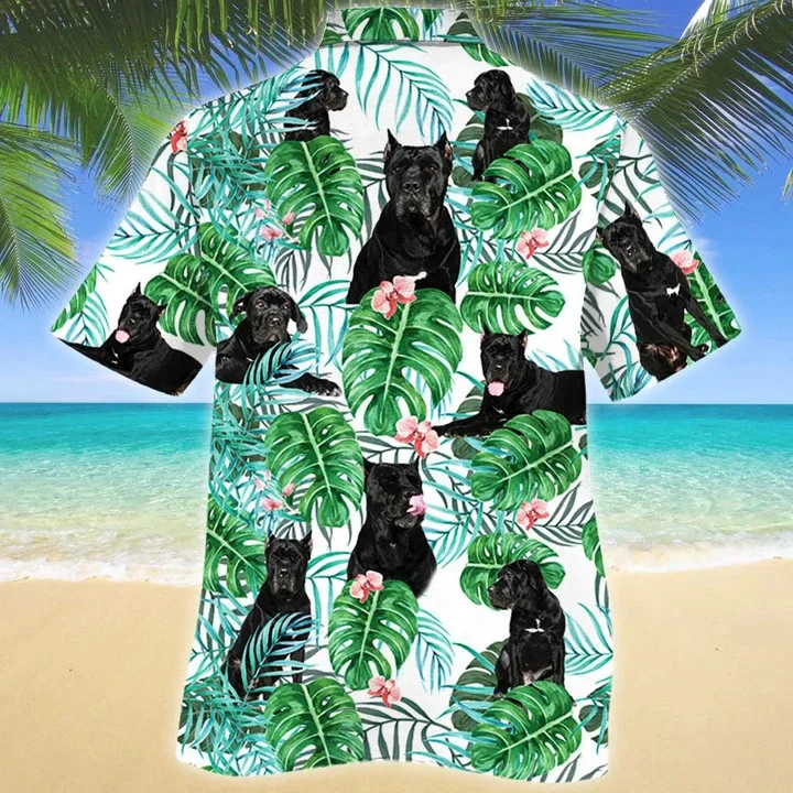 Awesome Black Cane Corso Dog Tropical Plant Trendy Hawaiian Shirt