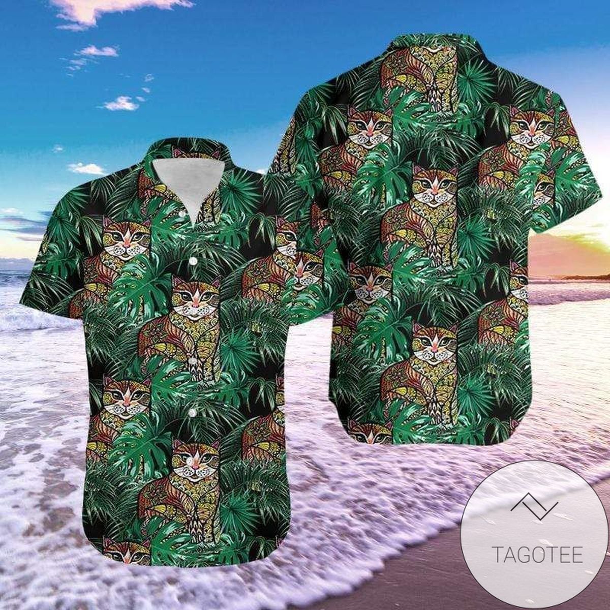 Awesome Cat Design Elegance Hawaiian Shirt Unique Tropical Collection