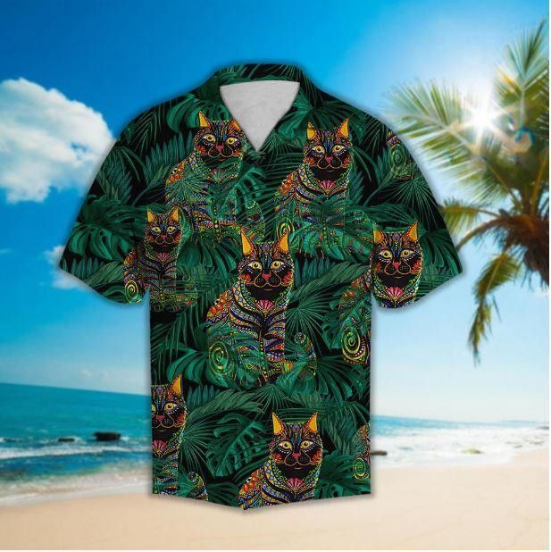 Awesome Cat Trendy Hawaiian Shirt Set Unisex